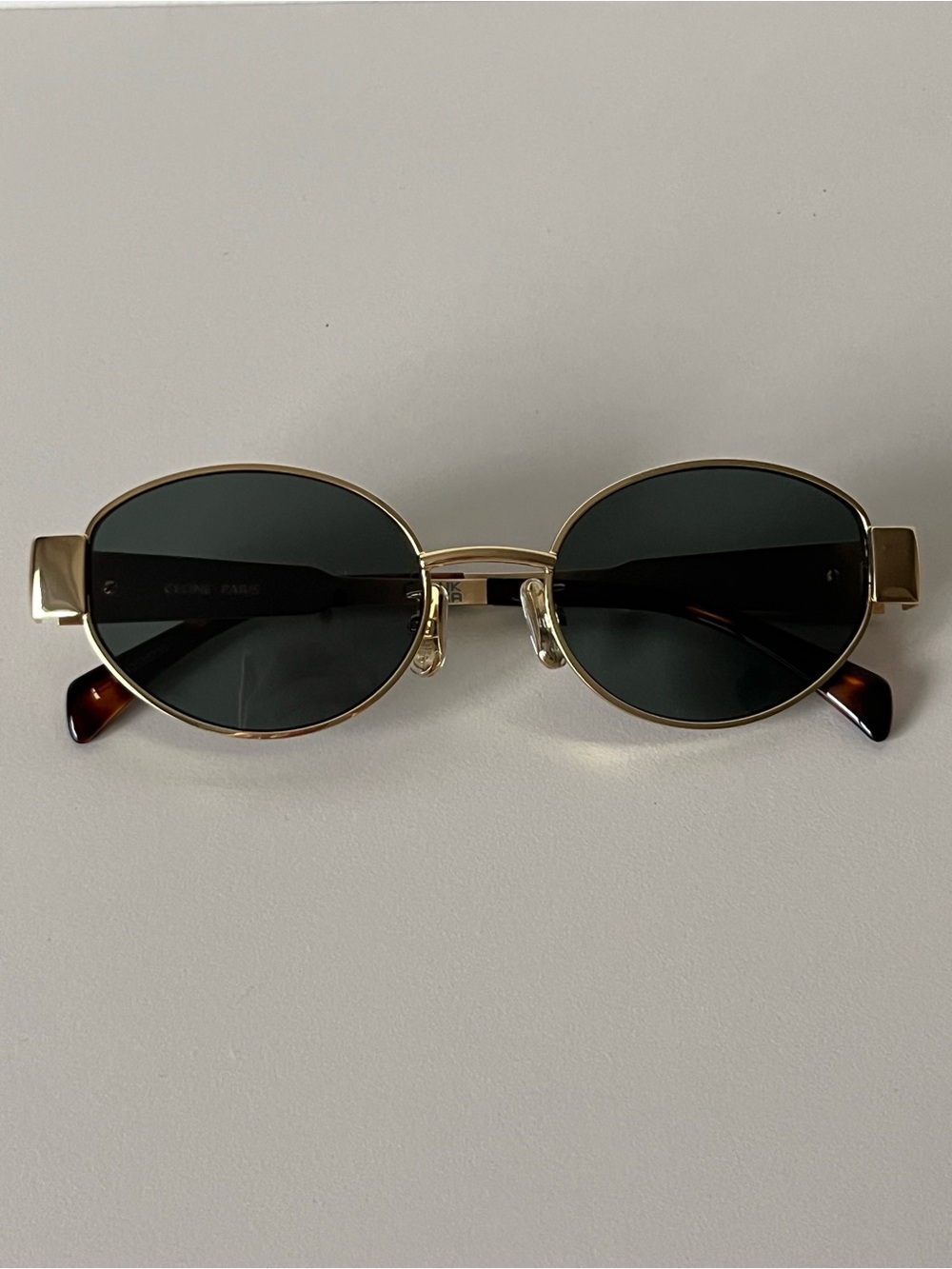 Celine Triomphe Metal 01 Sunglasses Green Lens Gold Frame - Picture 10 of 15
